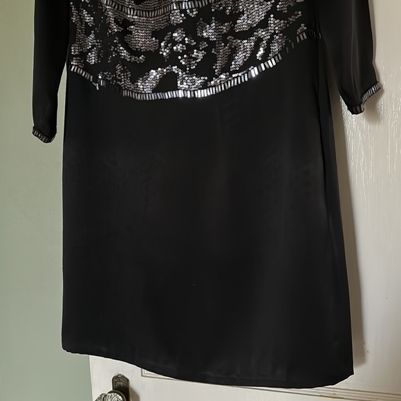 TORY BURCH Black Sequin Silk Shift Dress - Picture 7 of 16